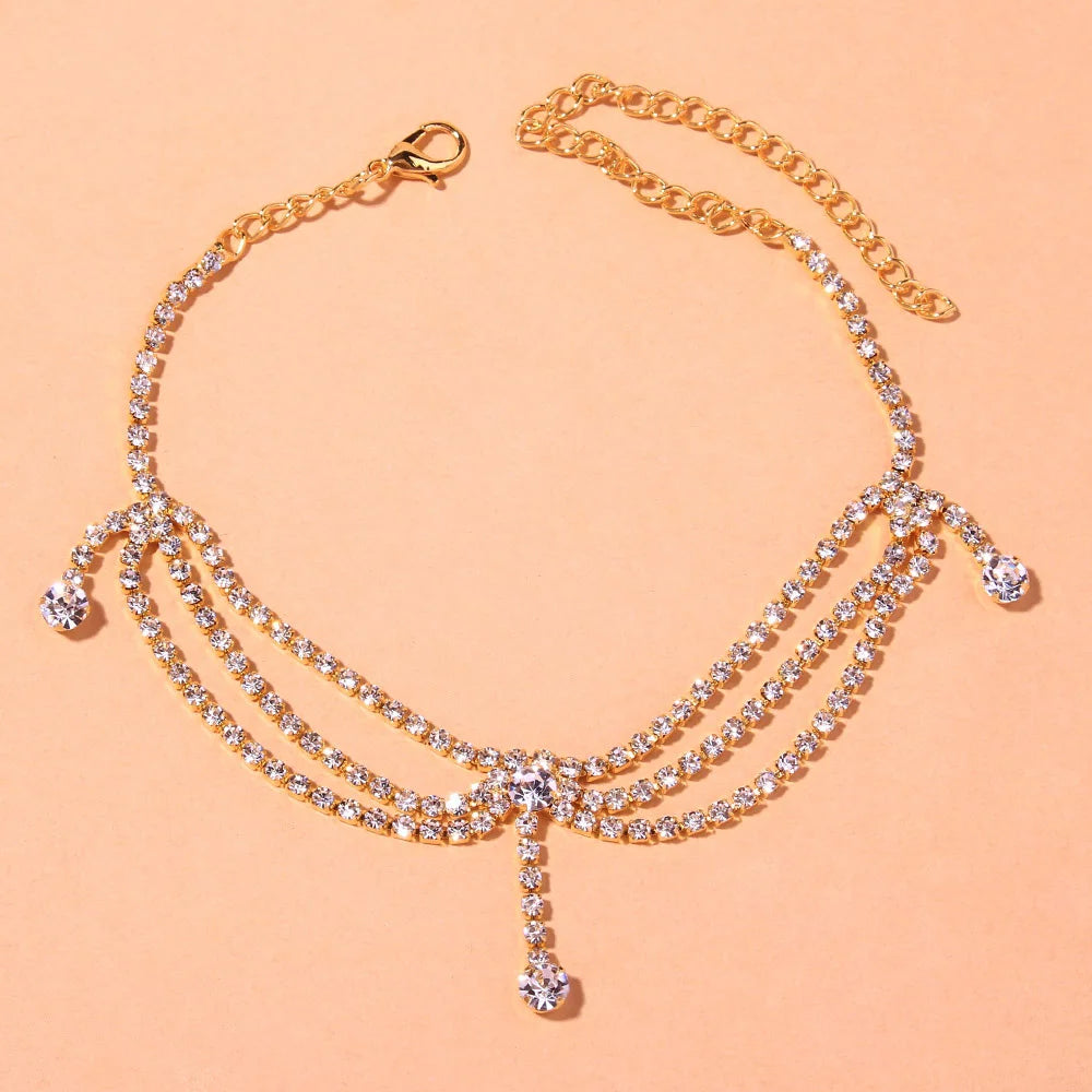 Boho Rhinestone Anklet: Beach Chic Wholesale Jewelry