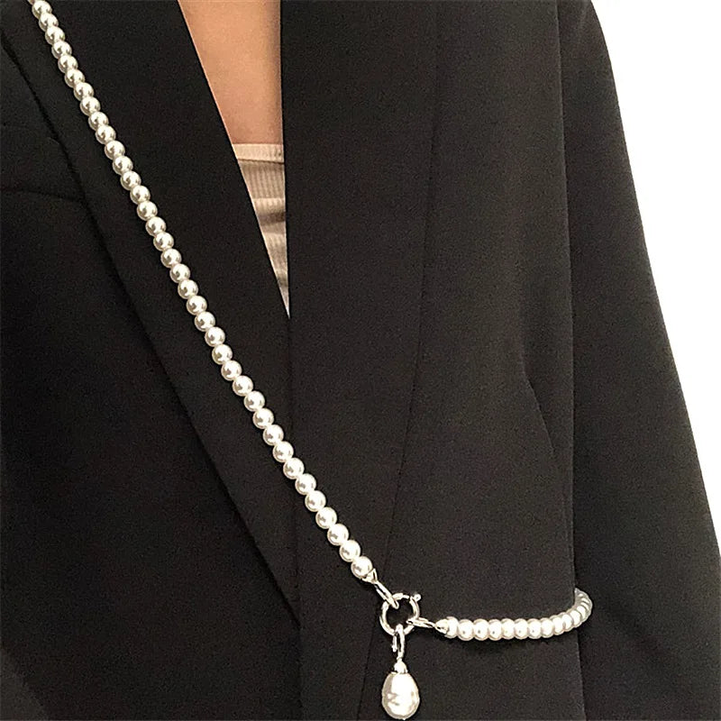 Pearl Statement Necklace: Long Chains, Big Pendant