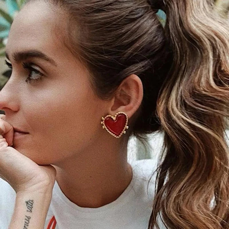 Glamourous Heart Statement Earrings: Wedding & Parties