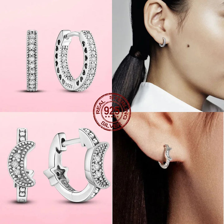 Asymmetrical Heart Hoops: Trendy 925 Silver Earrings"