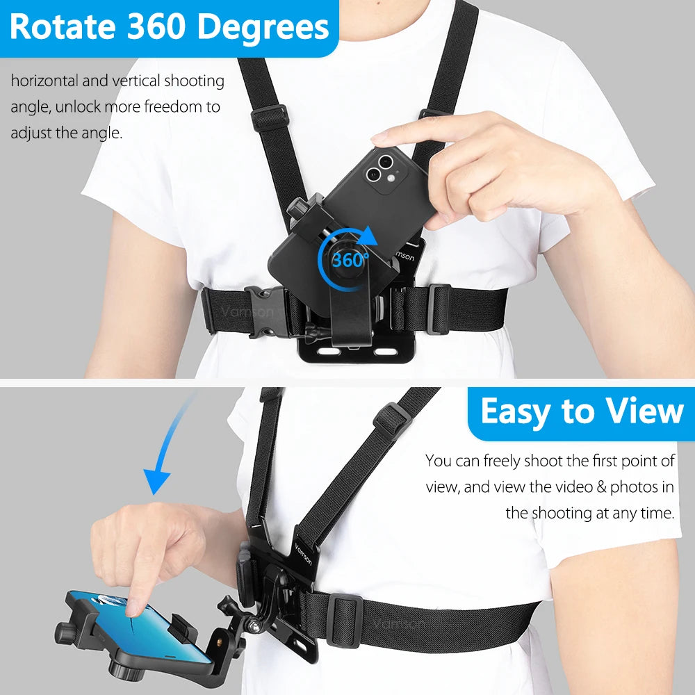 Phone Mount Chest Harness for Action Cameras