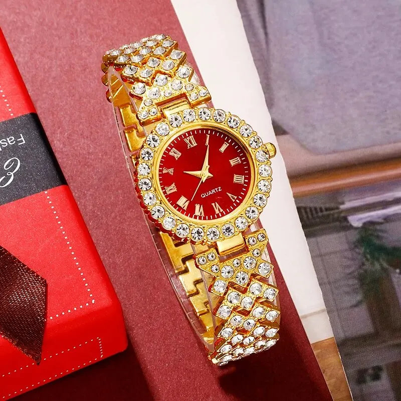 Golden Elegance: Luxury Jewelry Set Watches for Women