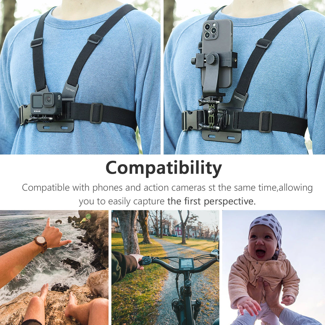 Phone Mount Chest Harness for Action Cameras