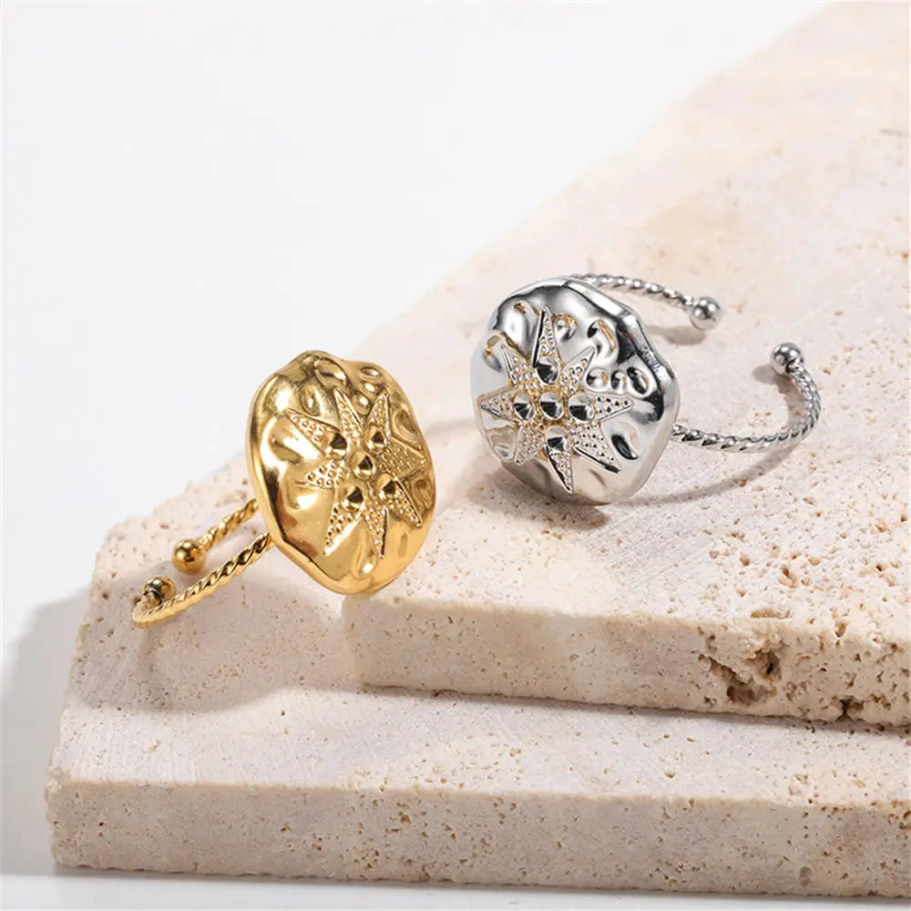 Punk Retro Rings: Cross, Queen Bee, Moon, Daisy Styles