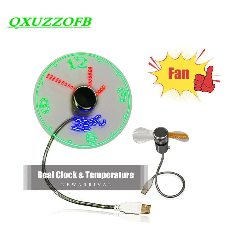 Multi-Functional USB Clock Fan with Temperature Display and Night Light