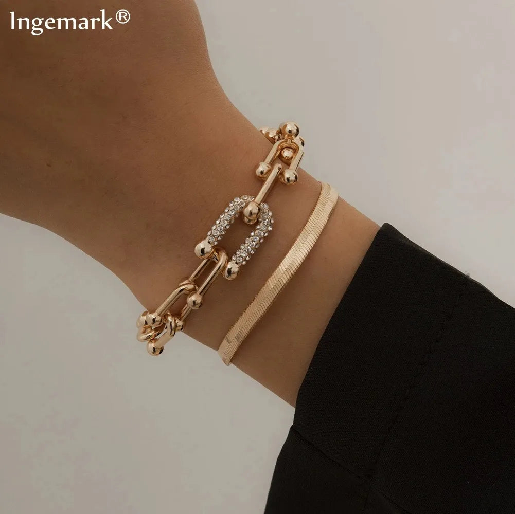 Heavy Metal Bangle: Trendy Gold Color Statement Bracelet