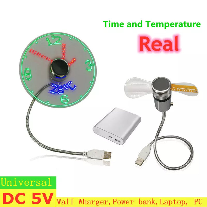 Multi-Functional USB Clock Fan with Temperature Display and Night Light