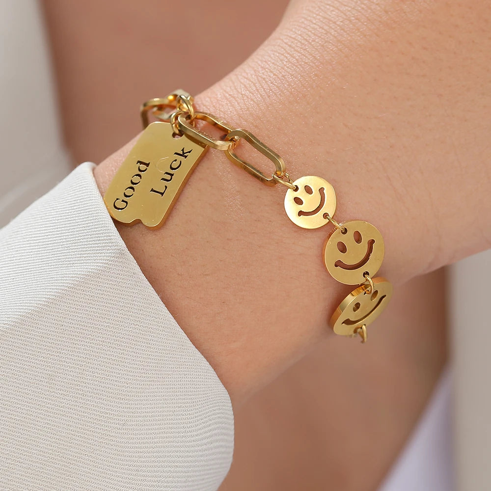 Chic Stainless Bracelet: Elephant, Smiley, Infinity Charms