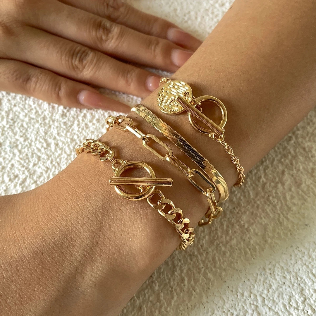 Heavy Metal Bangle: Trendy Gold Color Statement Bracelet