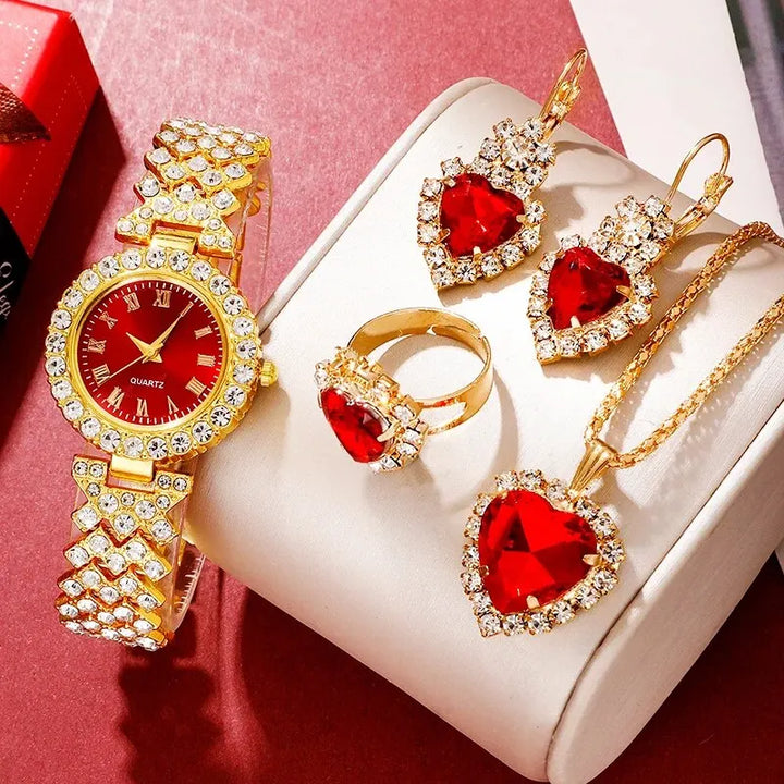 Golden Elegance: Luxury Jewelry Set Watches for Women