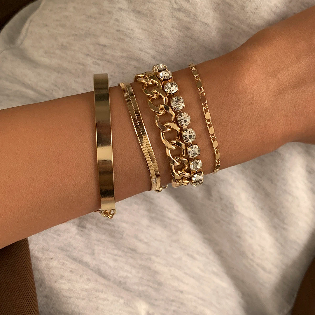 Heavy Metal Bangle: Trendy Gold Color Statement Bracelet