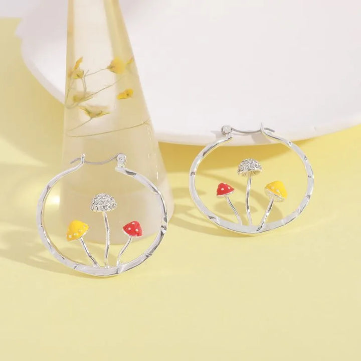 Unique Mushroom Hoops: Sweet Butterflies and Bees Earrings