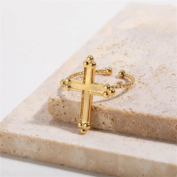 Punk Retro Rings: Cross, Queen Bee, Moon, Daisy Styles