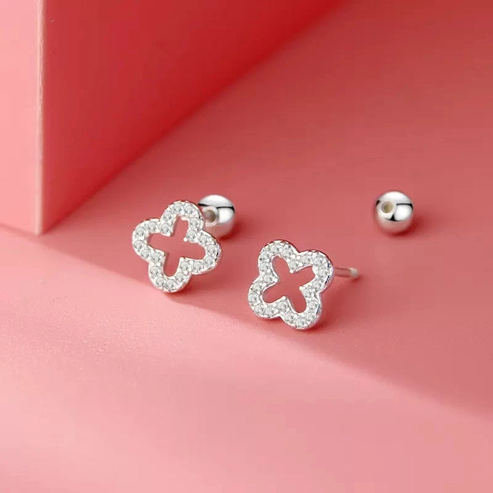 Flower Earrings: Shiny Zircon Hollow, Sweet and Cute