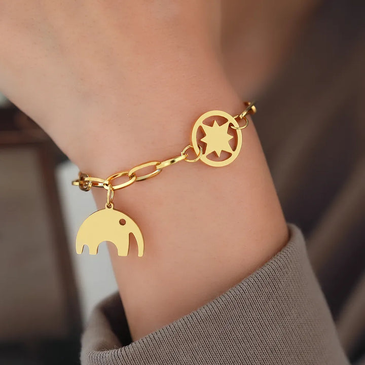 Chic Stainless Bracelet: Elephant, Smiley, Infinity Charms