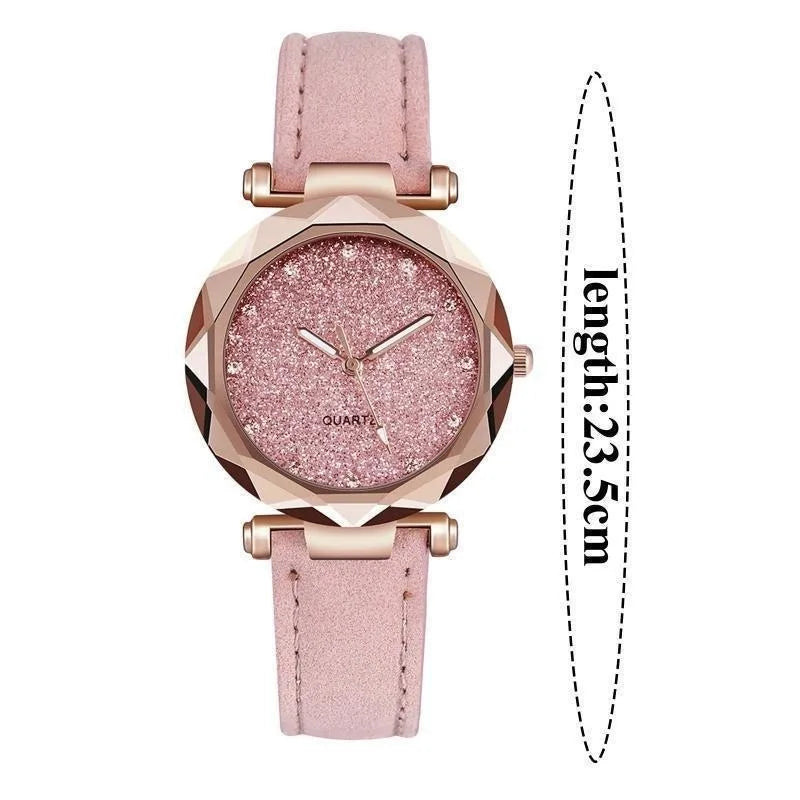 Chic Elegance: Women's Leather Strap Quartz Dress Watch